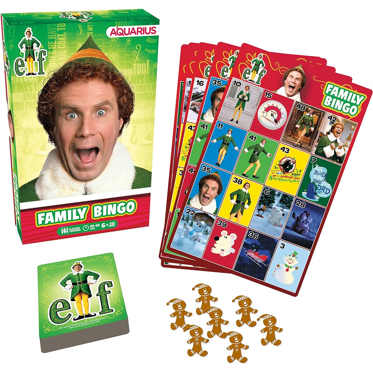 AQUARIUS Elf Bingo Game - Fun Family Party Game for Kids, Teens and Adults - Fun Family Game Night Gift - Officially Licensed Elf Product - For ages 8 and up