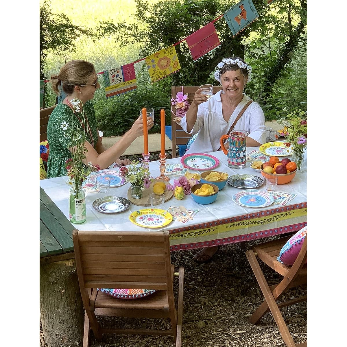 Talking Tables 4 Meter Premium Reusable Paper Bunting/Garland Boho Decorations Floral & Llama Designs for Garden BBQ Birthday Party Multi