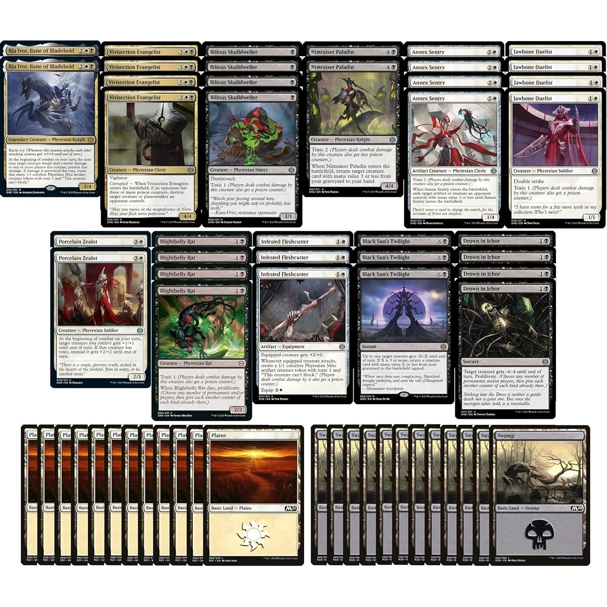 Elite Black White Toxic Infect Deck - Golgari - Orzhov - Modern Legal - Custom - Magic the Gathering - MTG - 60 Cards