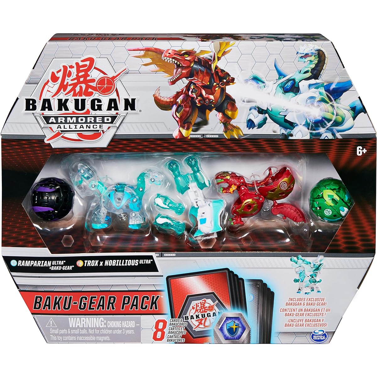 Bakugan Baku-Gear 4-Pack Ramparian Ultra Baku-Gear and Fused Trox Nobilious Ultra Collectible Action Figures