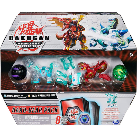 Bakugan Baku-Gear 4-Pack Ramparian Ultra Baku-Gear and Fused Trox Nobilious Ultra Collectible Action Figures