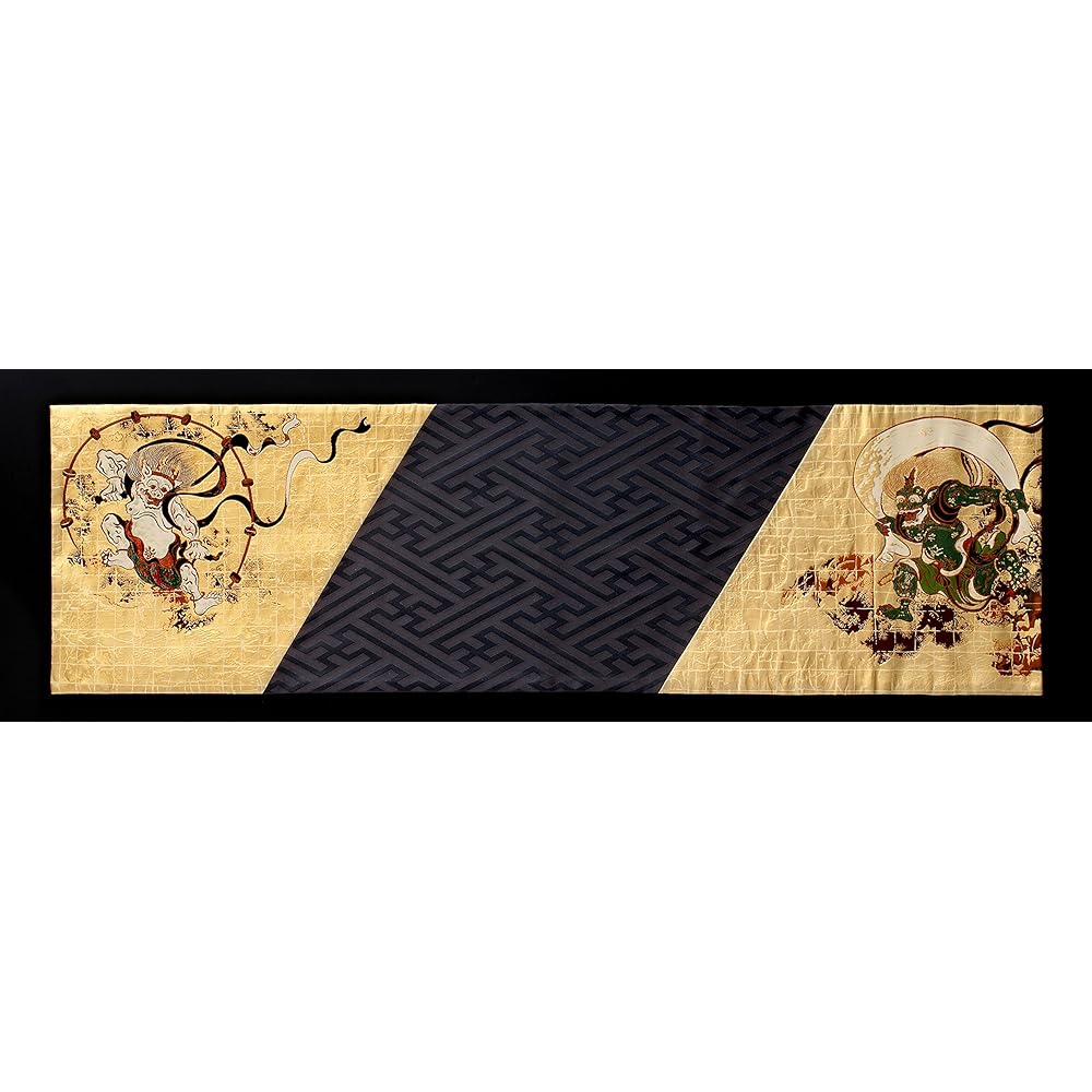 Japanese Style Kimono Table Runner, Obi, Boxed, Packaged, Great as a Japanese Souvenir, 120cm (Fujin Raijin), Perfect as a Gift, Packaged
