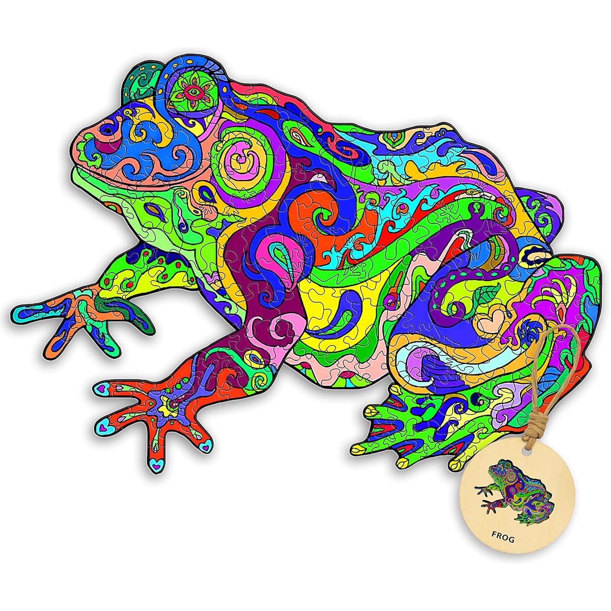 DEPLEE Wooden Puzzle for Adults Frog Wooden Jigsaw Puzzle Unique Shape Wooden Animal Puzzle Creative Challenge for Adults/Family/Friends 121 Pieces | 8.12 x 11.37 Inch(20.63 x 28.89cm) - Medium