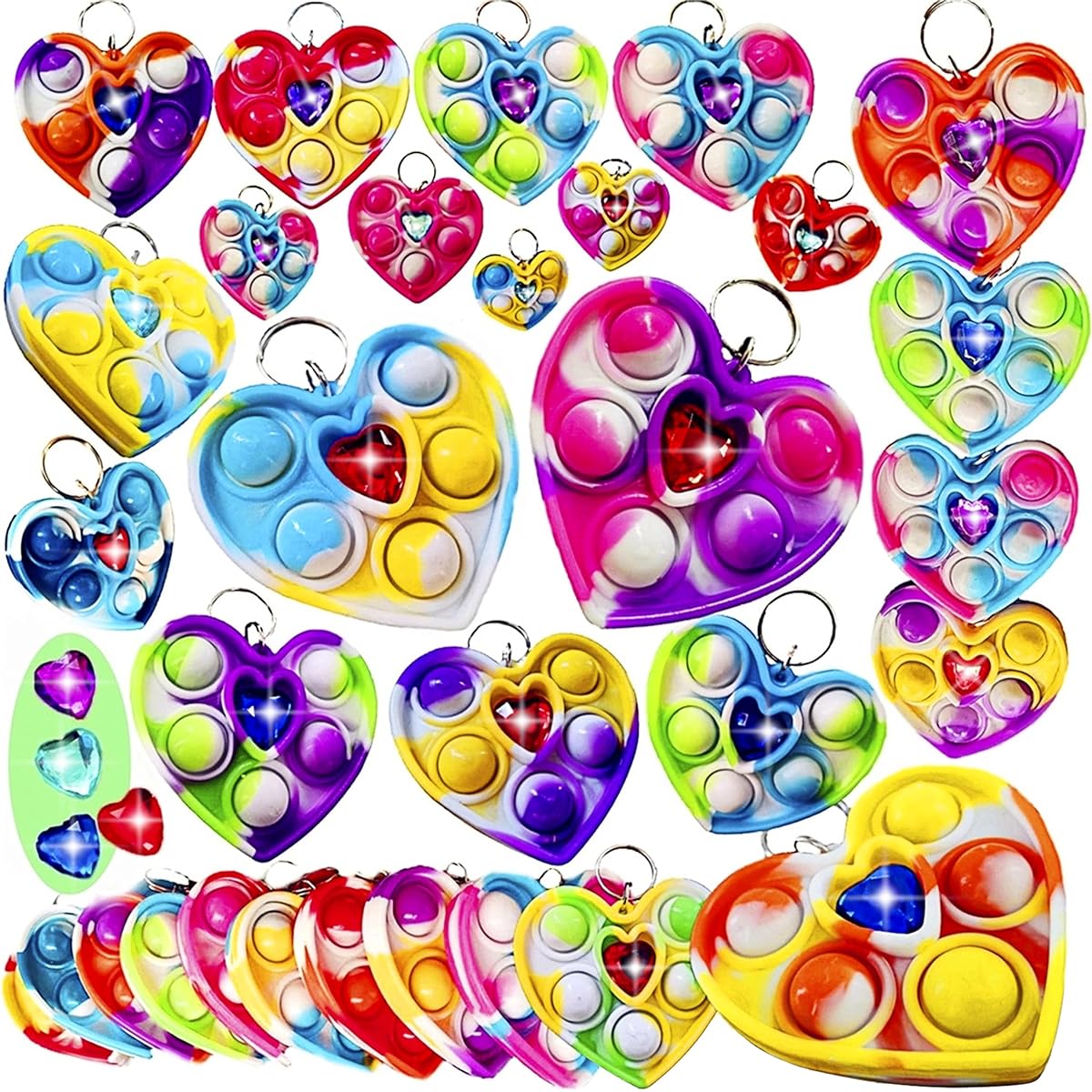 Fidget Bulk Heart Shaped Mini Pops for Adults and Kids as Valentine Wedding Party Favors or Classroom Student Gifts