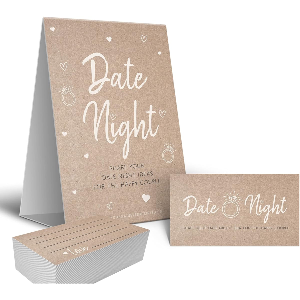 Kraft Rustic Date Night Game Signs and Cards Perfect for Bridal Showers and Weddings
