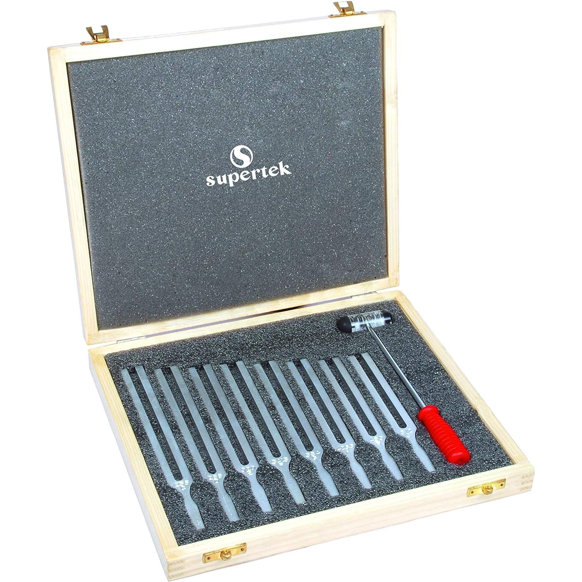 Tuning fork set of 8 aluminum with actuator (256HzC) 288Hz(D) 320Hz(E) 341.3Hz(F) 384Hz(G) 426.6(A) 480(B) 512(C)