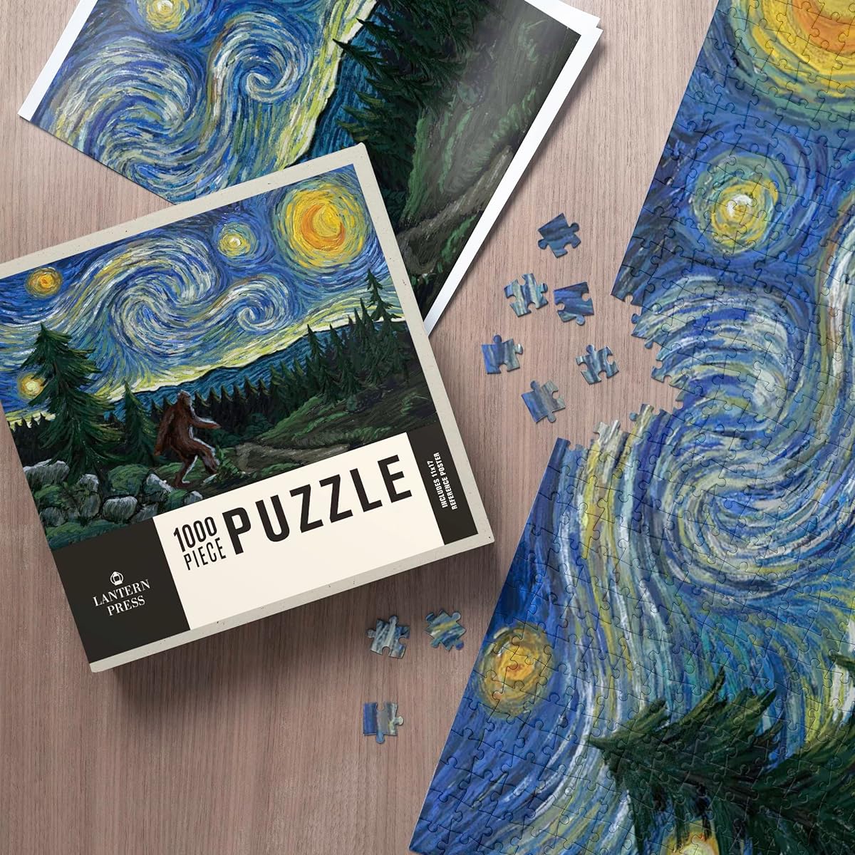 Northwest - Van Gogh Starry Night - Bigfoot (Premium 1000 Piece Jigsaw Puzzle for Adults 18x24 Inch Made in the USA)