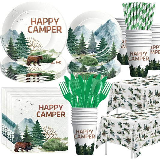 APOWBLS Camping Party Supplies Decoration Set