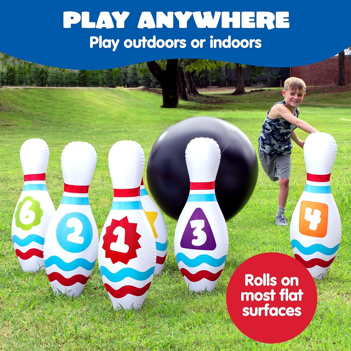 Giant Inflatable Bowling Set, Huge, Fun, Game, Party, Indoor, Outdoor, Kids, Group, Toy