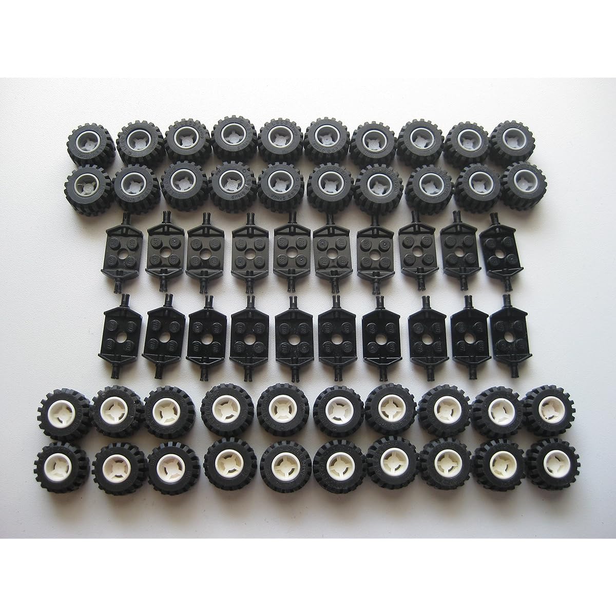 LEGO City - Wheel, Tire and Axle Set - Black, White, and Light Gray, 100 Pieces Total