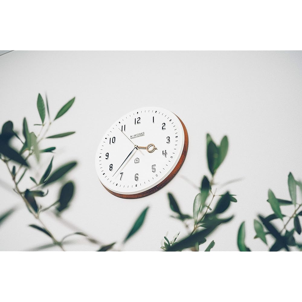 Interform Wall Clock Kempi CL-3931 White Black Wood Sweep Movement