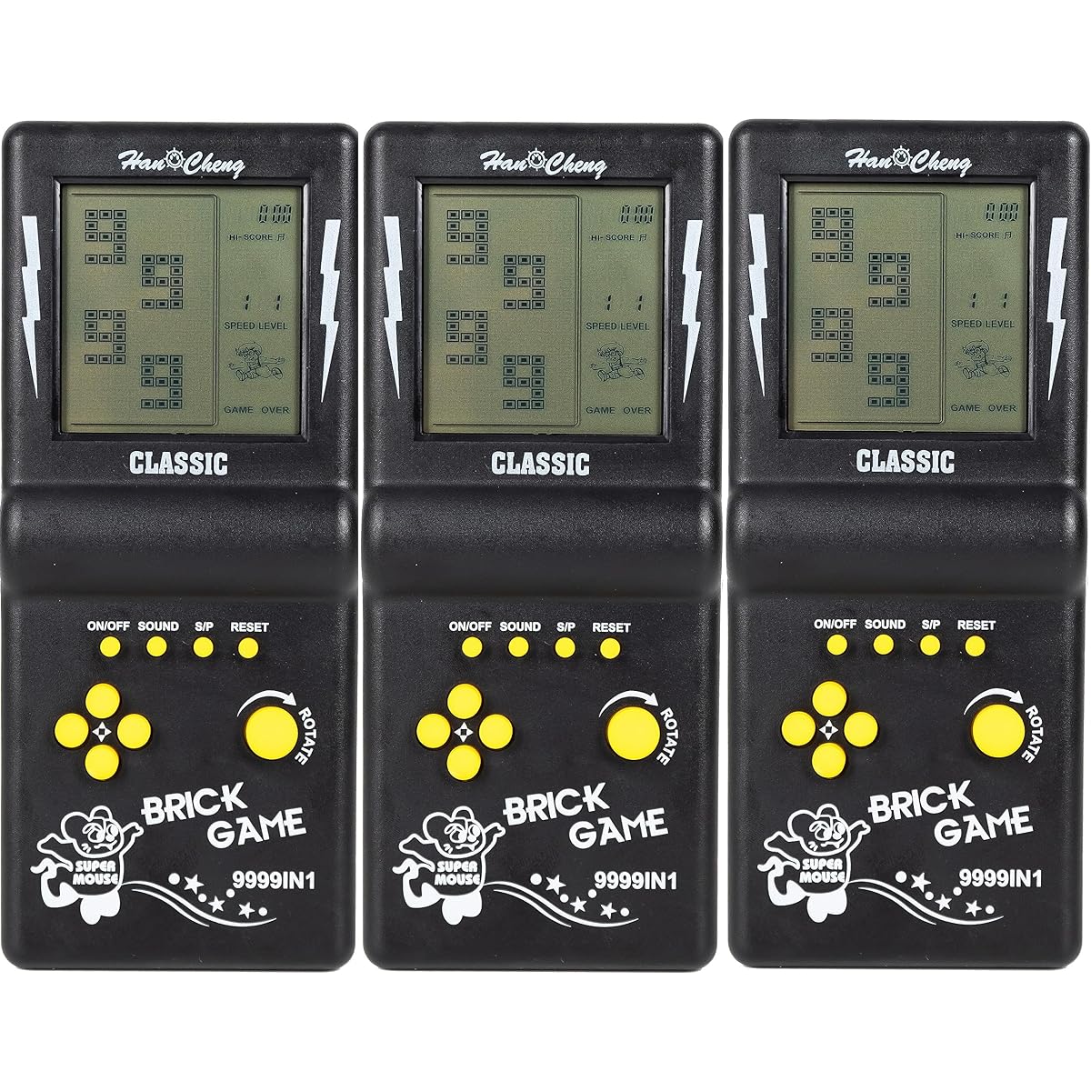 Desyeryamimi Handheld Brick Game Machine 3.5 Inch Large Screen Black Handheld Building Blocks Game Tank Racing Electronic Games 23 Classic Games for Adults or Kids (1 Piece)