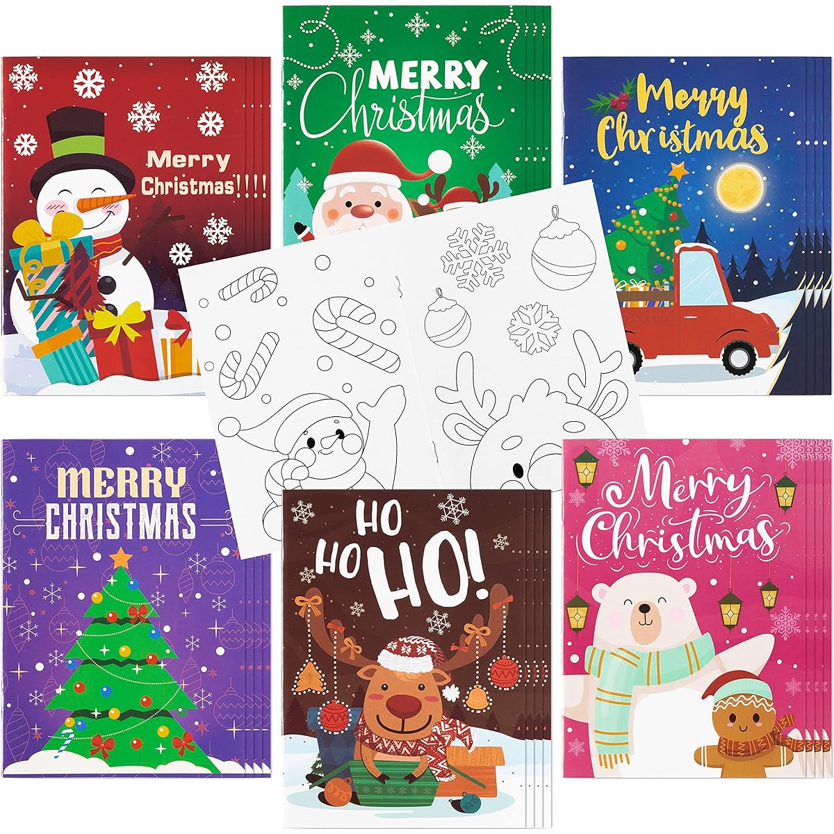 Dvbonike Christmas Coloring Books 24 Pages with Santa, Christmas Tree, Snowman, Reindeer, Ginger Man, Merry Christmas, Birthday Party Favor Gifts, Christmas Home School Activities for Kids Boys Girls