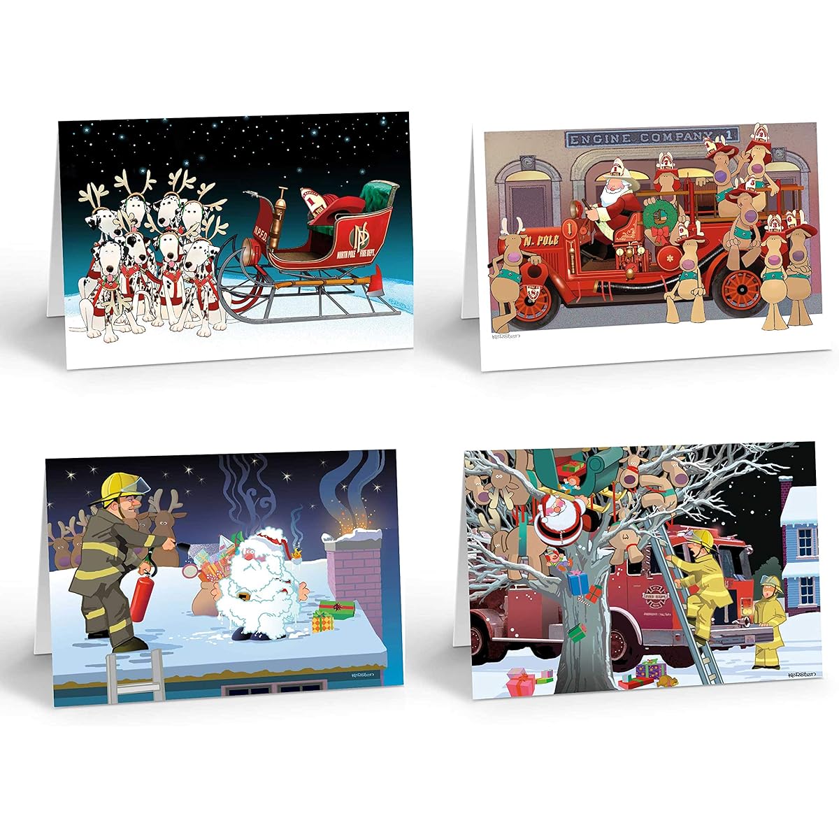 Stonehouse Collection Firefighter Christmas Cards - Firefighter, Firefighter, Rescue, Fire Truck Boxed Holiday Cards (Assorted)