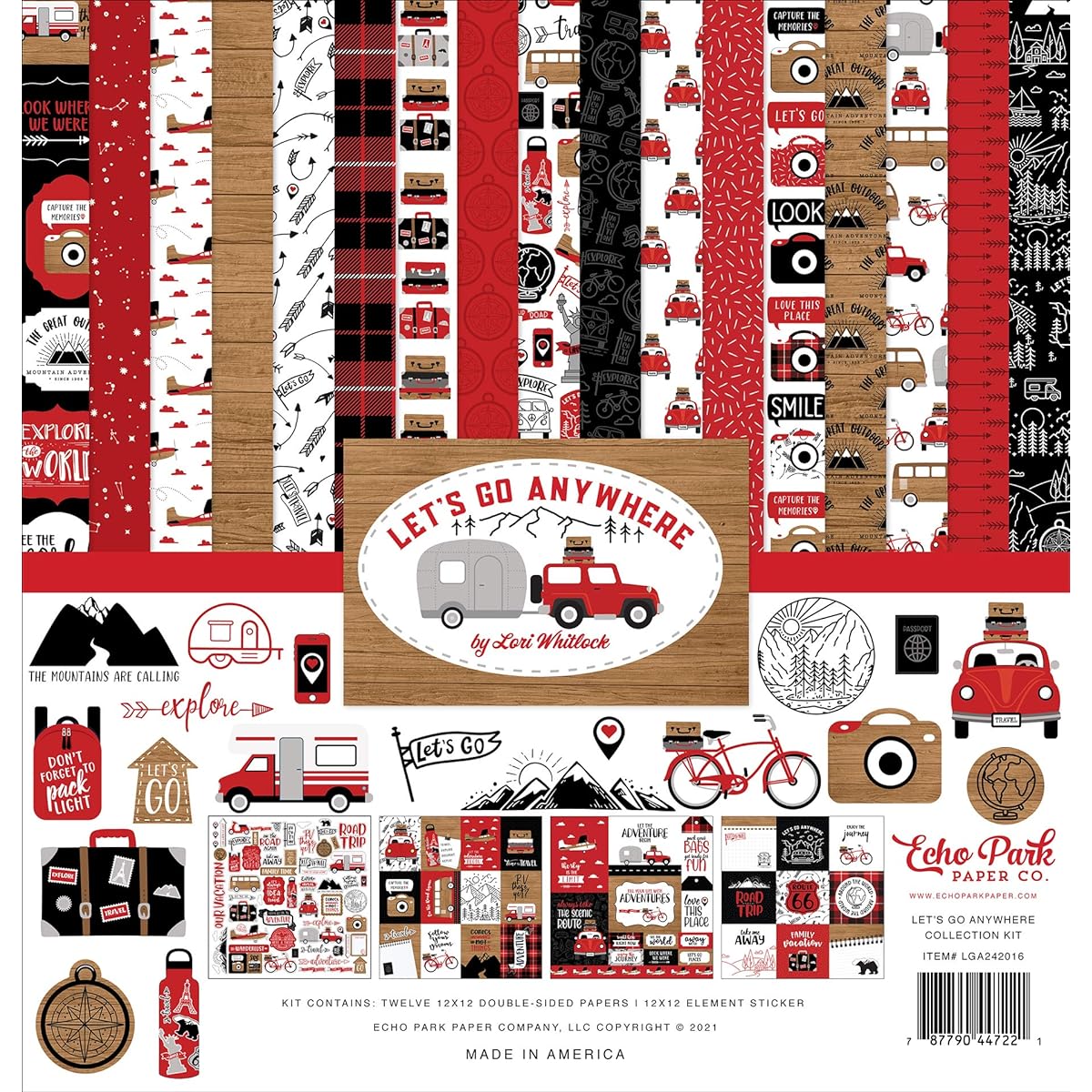 Echo Park Collection Kit 12"X12"-Let's Go Anywhere -GA242016