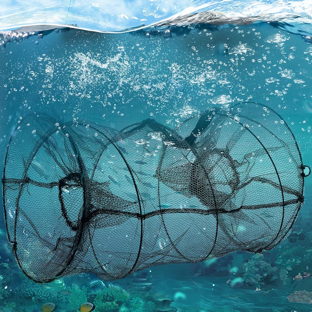 iplusmile Fish Catching Net, Fishing Net, Fish Killer, Foldable Fishing Gear, Fishing Net, Fishing Net, Net Basket, Shrimp, Crab, Eel, Conger, Octopus, Small Fish, Trap, Just Put Bait and Wait, Perfect Catch, 60x30x30cm