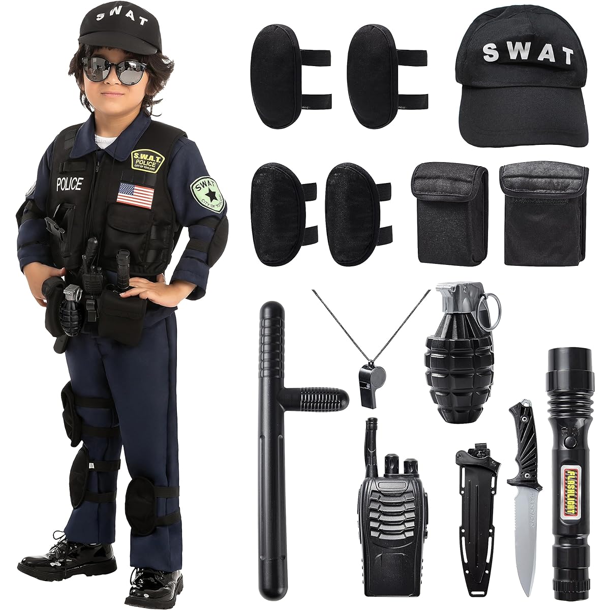Spooktacular Creations Kids Uniform SWAT Costume (S (5-7 years))