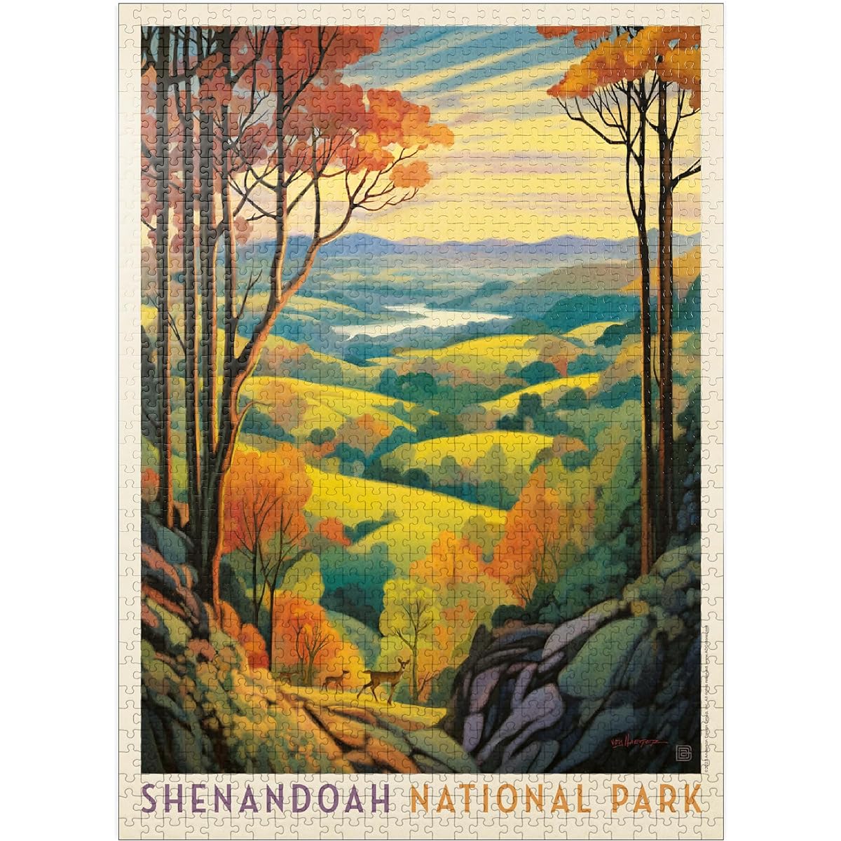 Shenandoah National Park Rolling Hills Vintage Poster Premium 1000 Piece Jigsaw Puzzle for Adults