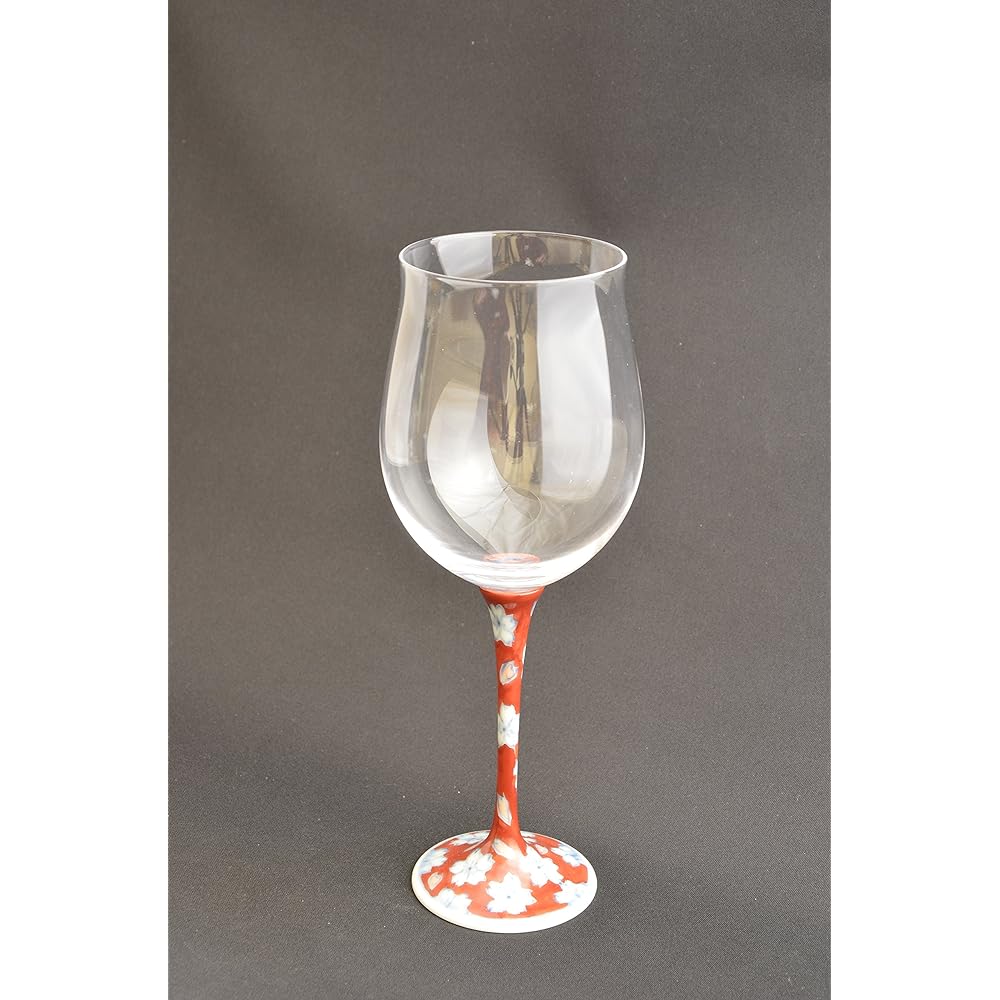 Toyo Ceramics Arita Roman Glass High Leg Wine Glass Small Red Cherry Blossom