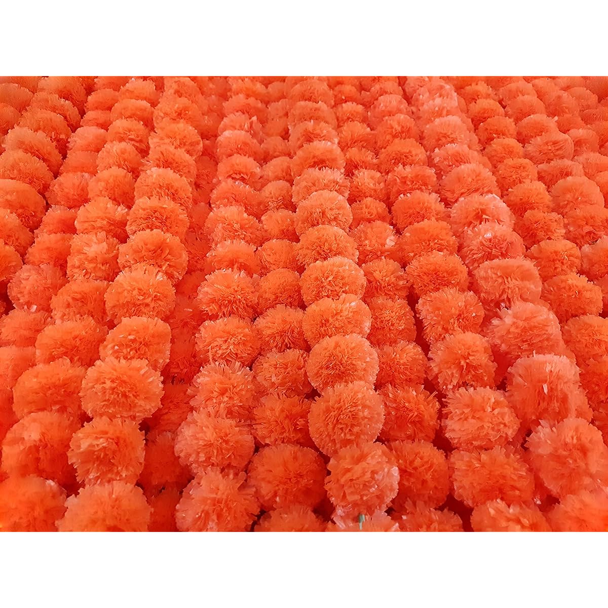 DECORATION CRAFT Artificial Marigold Flower Garland 5' Long (Orange, 10)