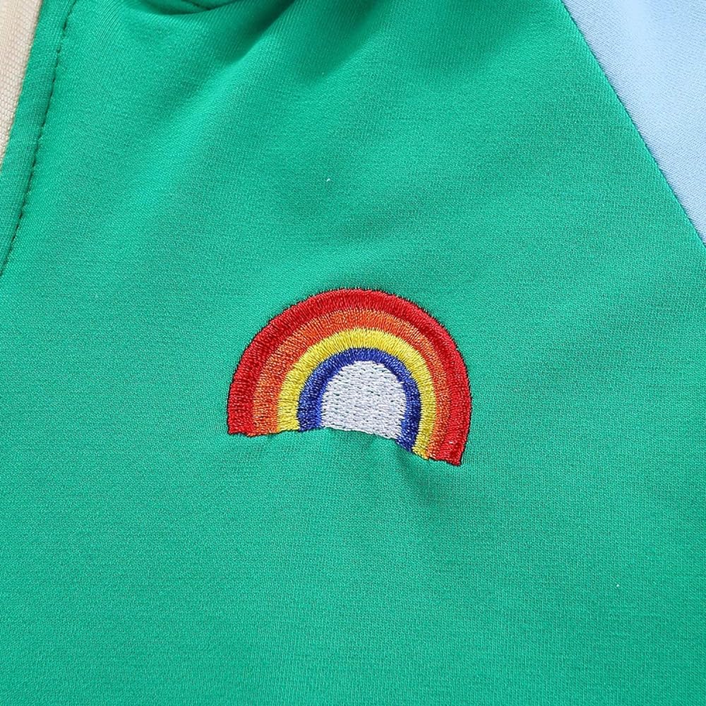 [LittleSpring] Parka Kids Sweatshirt Full Zip Pile Lining Cute Rainbow Children's Clothes Boys Girls