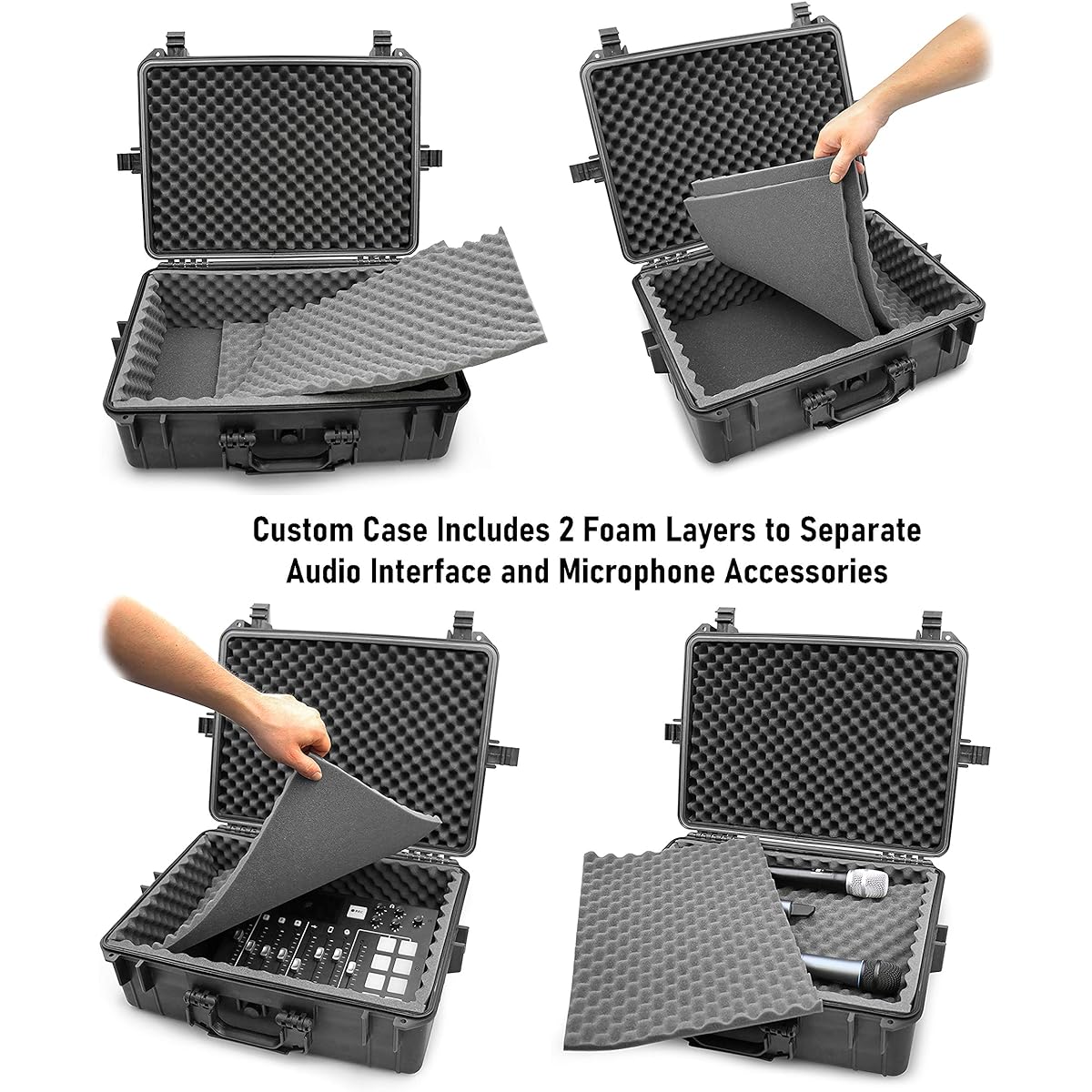 Casematix Waterproof Audio Mixer Case Compatible with Behringer Xenyx X1222USB X1622USB X1204USB Channel Interface 17" x 12.1" x 5" Mixing Board and Accessories