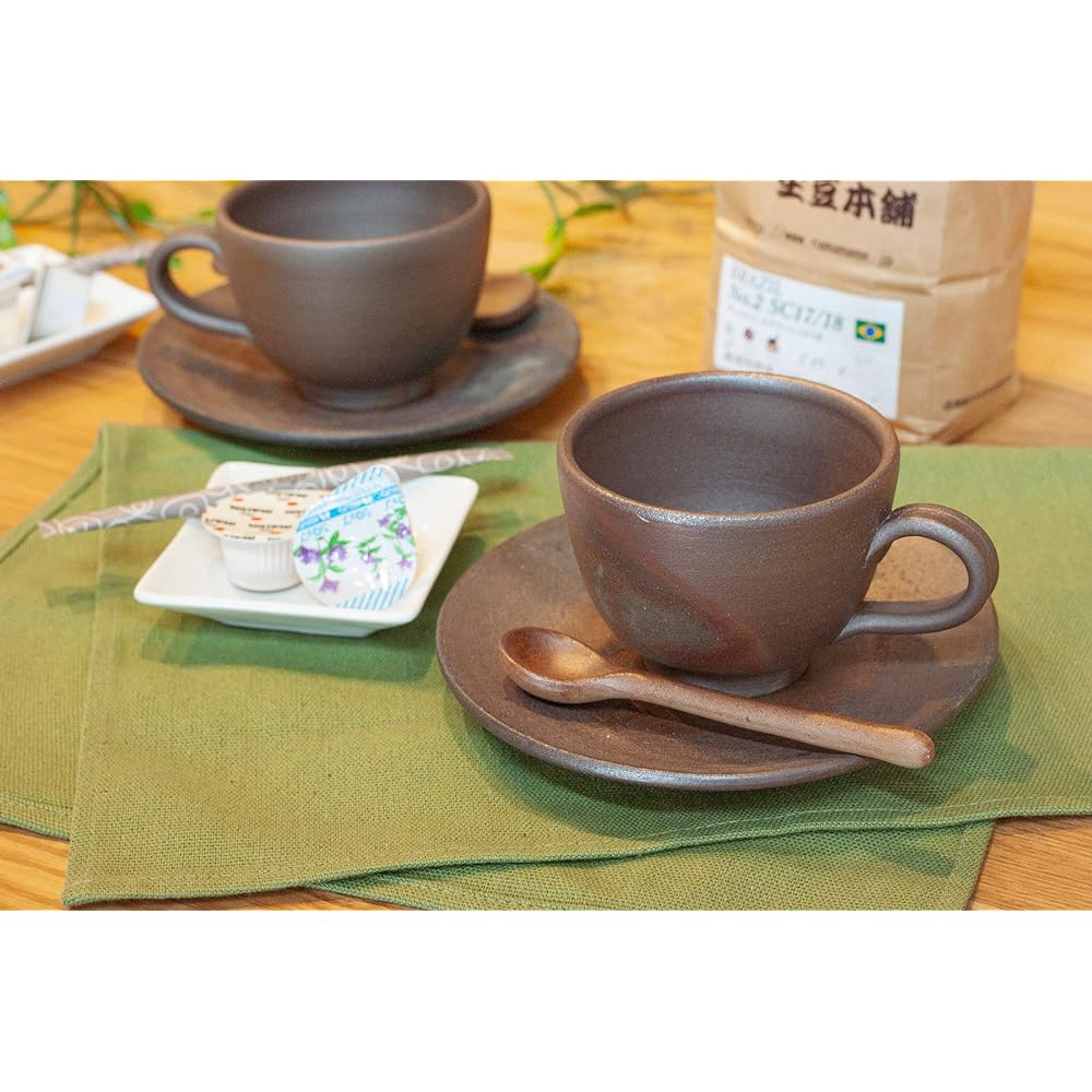 Bizen Ware Mugen Kobo Tea Set with Spoon, Piercing, Pottery