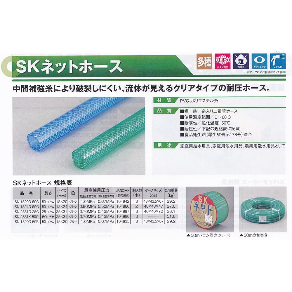 Sanyo Kasei SK net hose 25×31 SN-2531K50G 50M skein roll