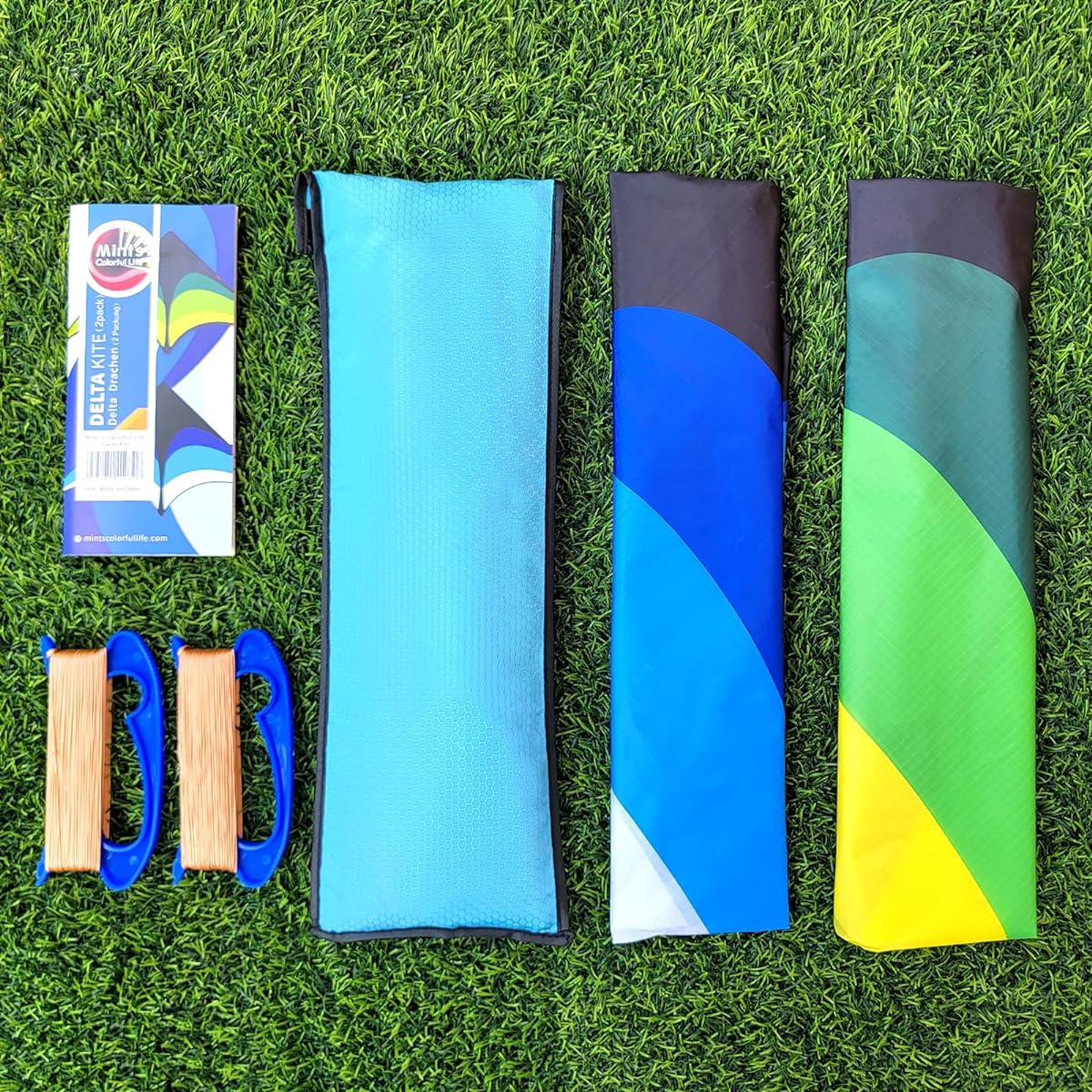 Mint's Colorful Life 2 Pack Delta Kite for Kids & Adults - Super Easy to Fly Kites - Perfect Kites for Beginners (Green & Blue)