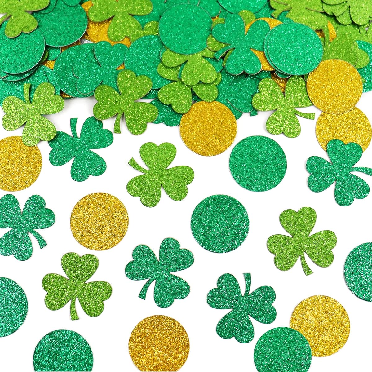 Keaziu 100pcs St. Patrick's Day Confetti Clovers Lucky Confetti St. Patrick's Day Party Decorations St. Patrick's Day Confetti St. Patrick's Day Lucky One Birthday Decorations (Gold)