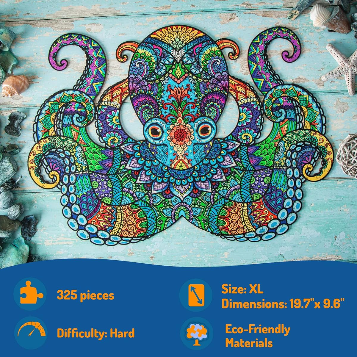 The Puzzled Tree Adult Jigsaw Puzzle XL 325 Pieces (18.1"x13") - Octopus Wooden Jigsaw Puzzle for Adults