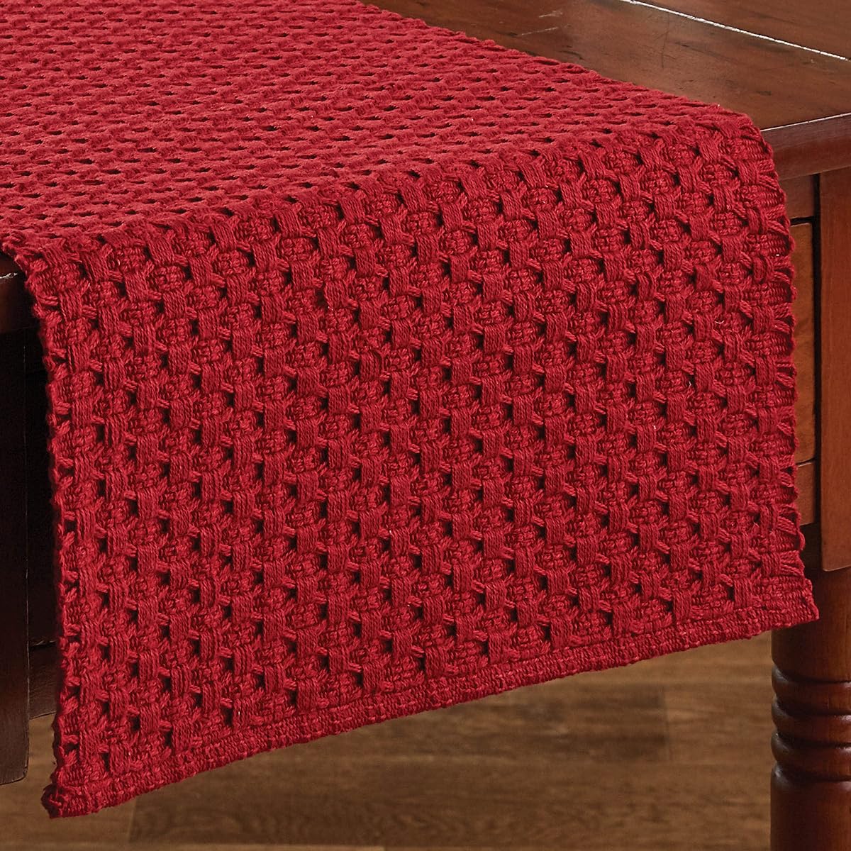 Park Designs Chadwick 54" x 13" Poly Loop Yarn Red Table Runner - Home Tablecloths