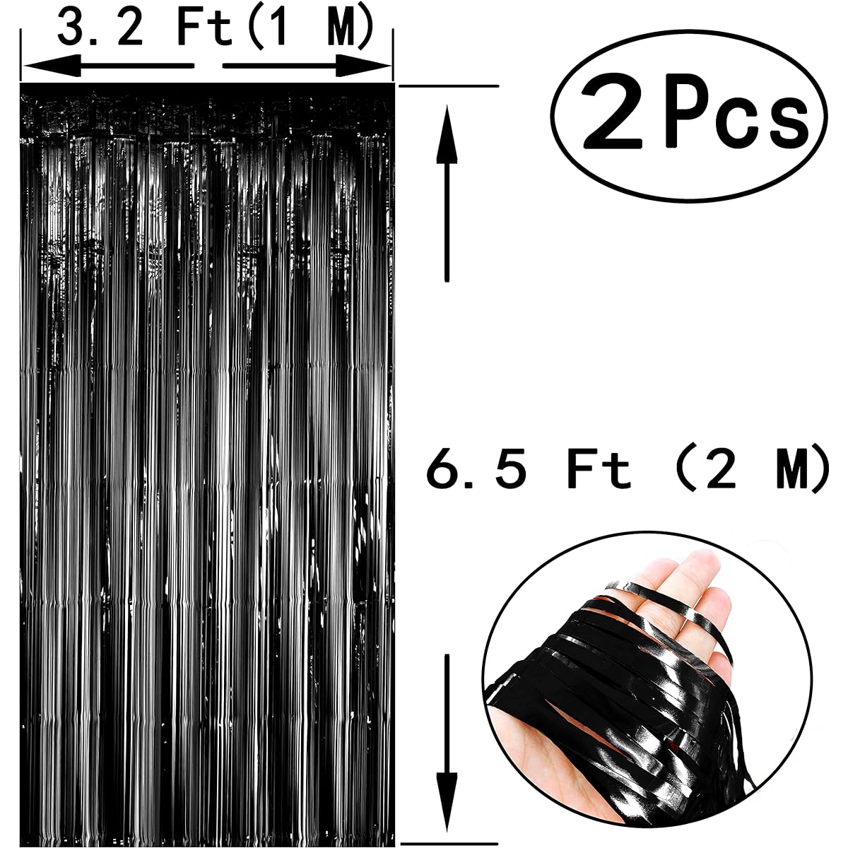 4pcs Hot Pink Black Party Metallic Tinsel Foil Fringe Curtains - Women Girls Birthday Graduation Wedding Bridal Shower Bachelorette New Year Carnival Party Photo Booth Streamer Backdrop Decorations