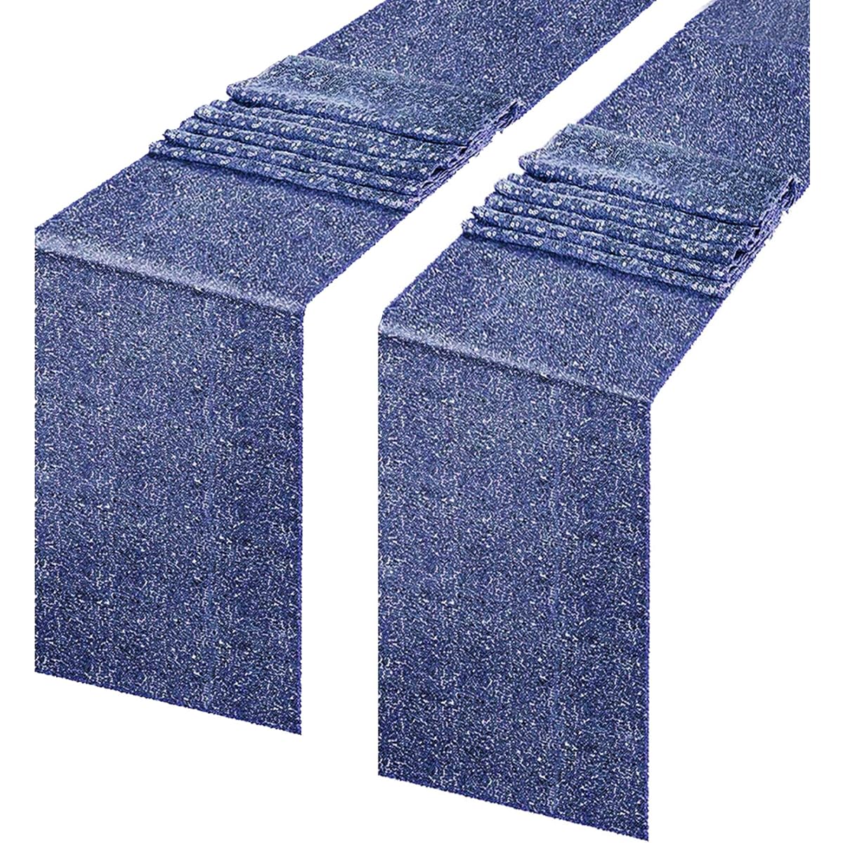 MENGQ Navy Blue Sequin Table Runner 12"x72" 2 Pack Glitter Metallic Sequin Table Linen Runner Party Decoration Glitter Party Supplies Fabric for Baby Shower Holiday Celebration
