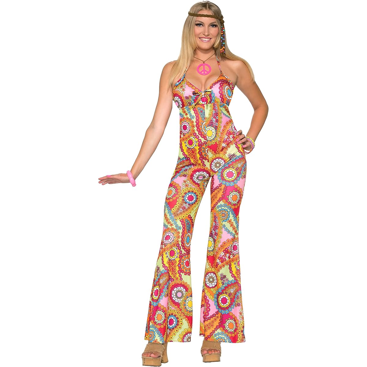 Hippie Paisley Jumpsuit Costume for Adult Women Groovy Sweetie Size: XSS