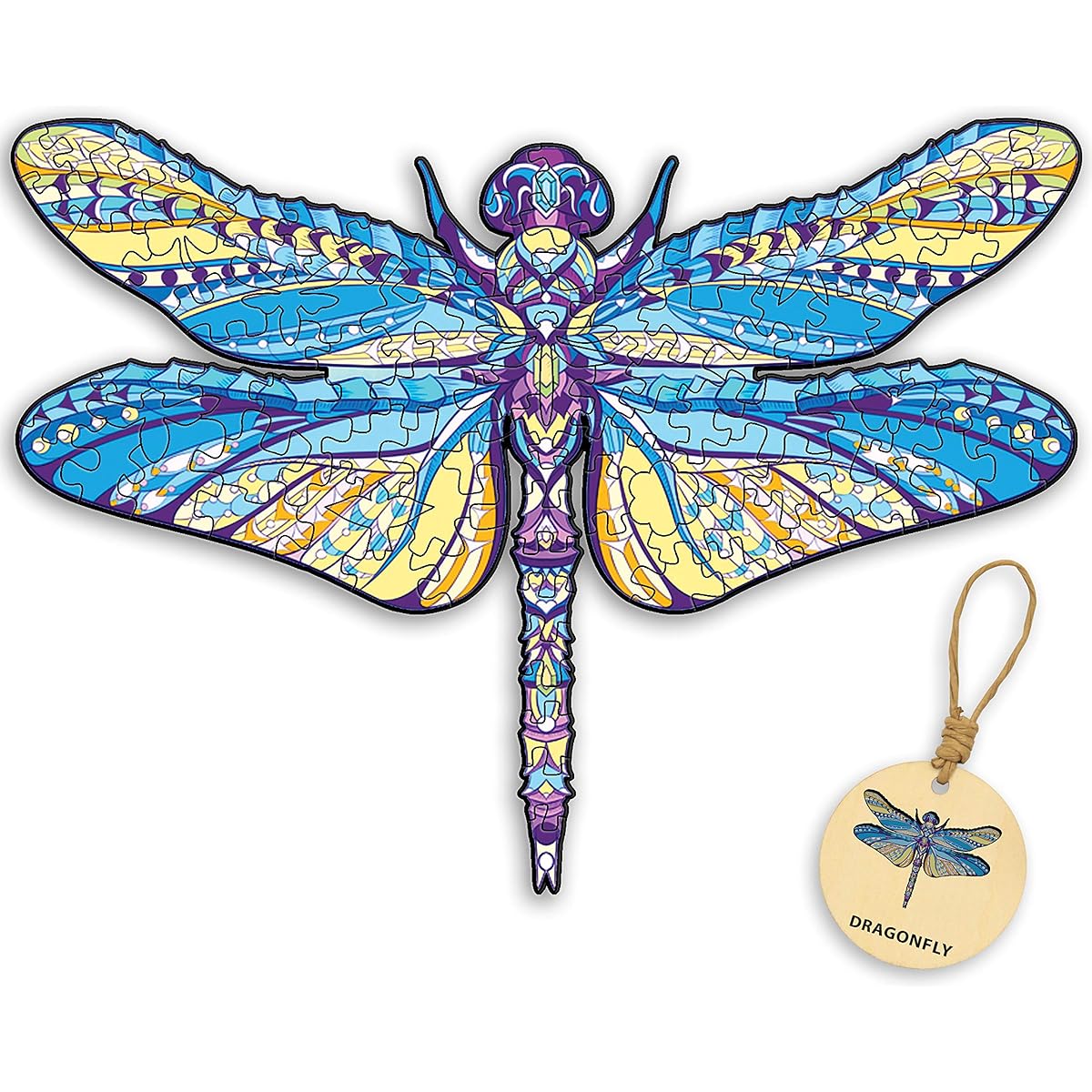 DEPLEE Wooden Puzzles for Adults Dragonfly Wooden Jigsaw Puzzle Unique Shape Wooden Animal Puzzle Creative Challenge for Adults, Family and Friends 280-330 Pieces 13.8x19 Inch Super King