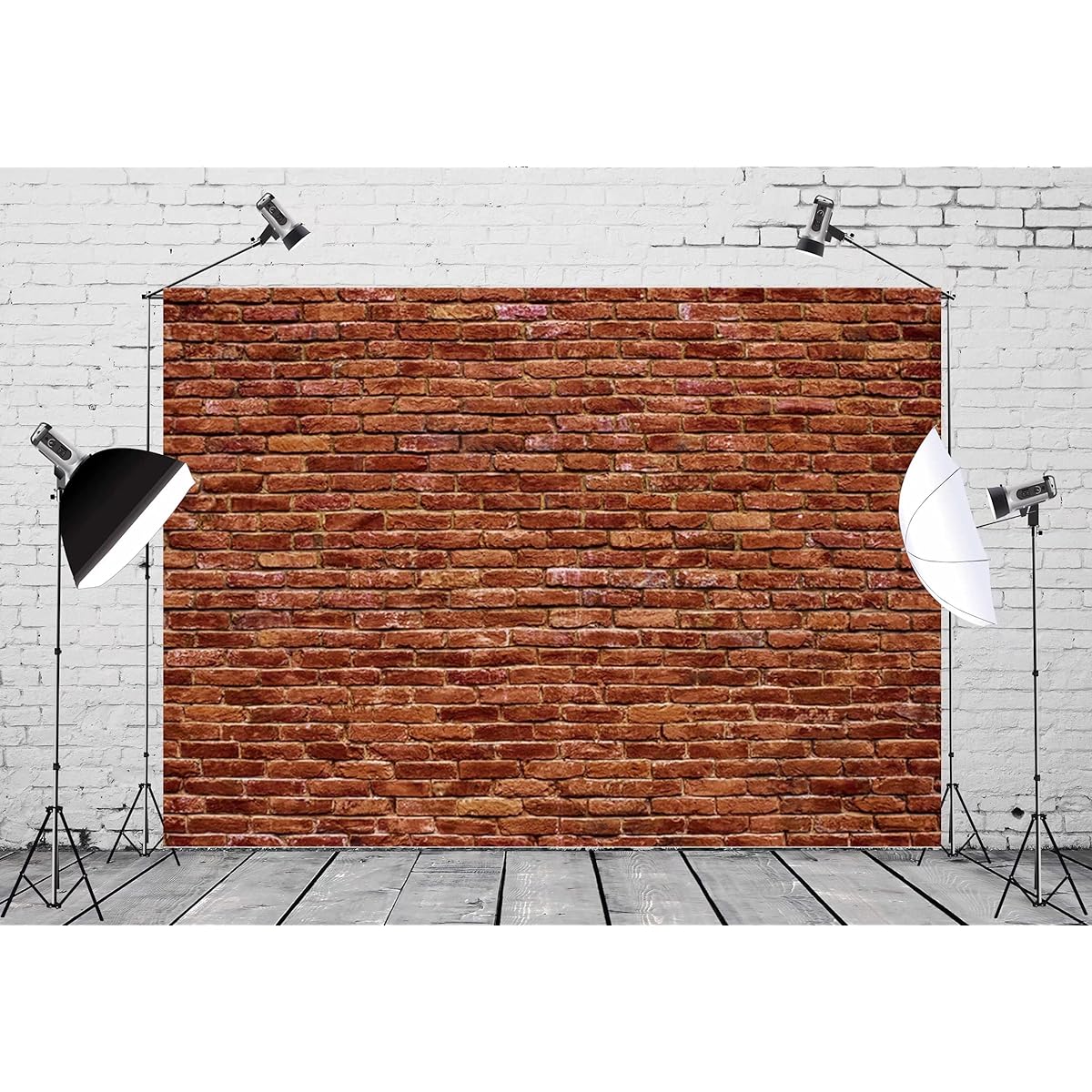 CORFOTO Fabric 8x6ft Brick Backdrop Photography Red Matte Retro Graffiti Wall Newborn Baptism Birthday Party Photoshoot Wedding Scene Setting Living Room Office Zoom Meeting Background Poster