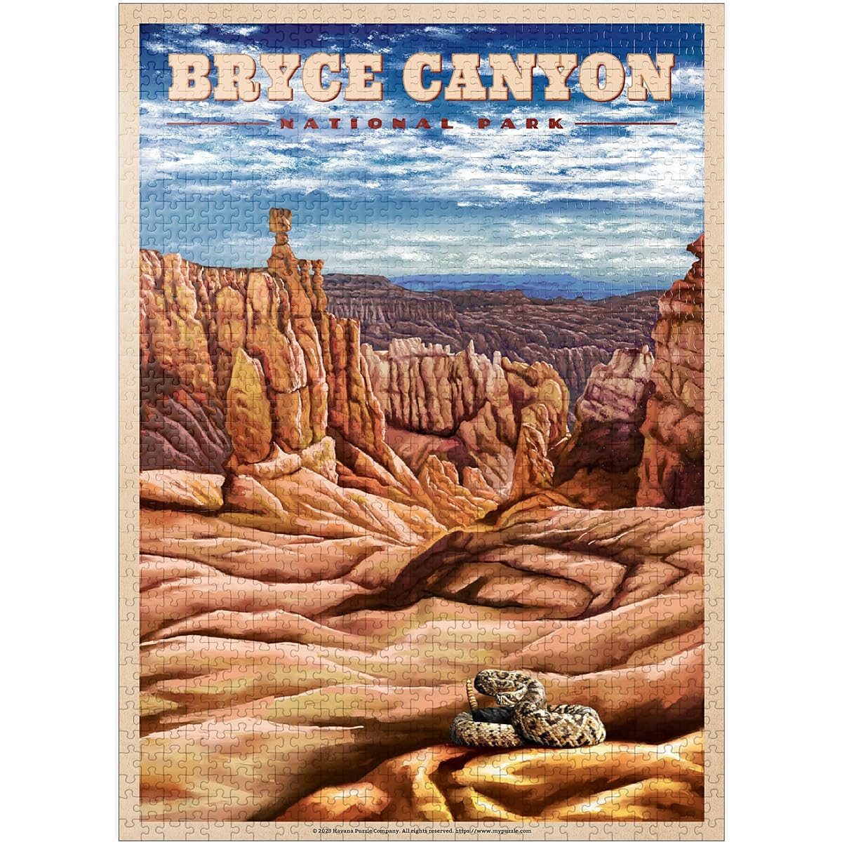Bryce Canyon National Park - Stone Pillars Vintage Travel Poster - Premium 1000 Piece Jigsaw Puzzle for Adults