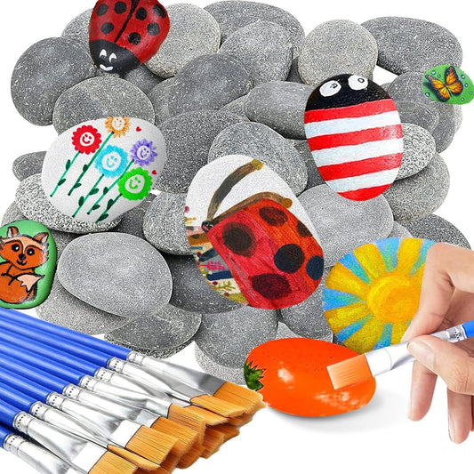 cssopenss Painting Stones 120pcs 2-3 Inch Natural Large River Stones for Painting 120 Chunk Flat Smooth Rocks for Painting Unique Stones DIY Gifts Art Craft Decor