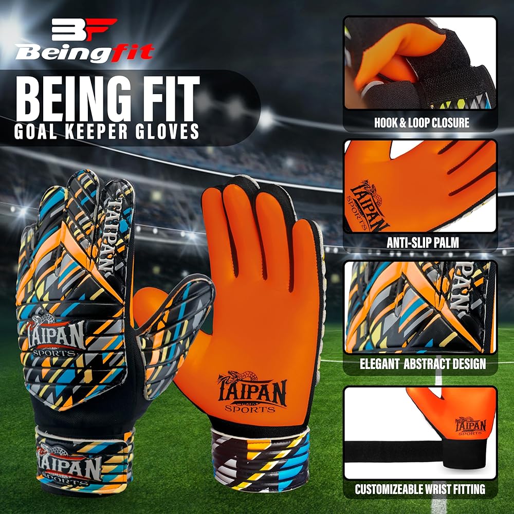 Beingfit Keeper Gloves, Keyglo, Keeper Gloves Junior, Soccer Gloves, Keeper Gloves, Goalkeeper Gloves, Soccer Keeper Gloves Heavy Duty & Grip Reinforced Design