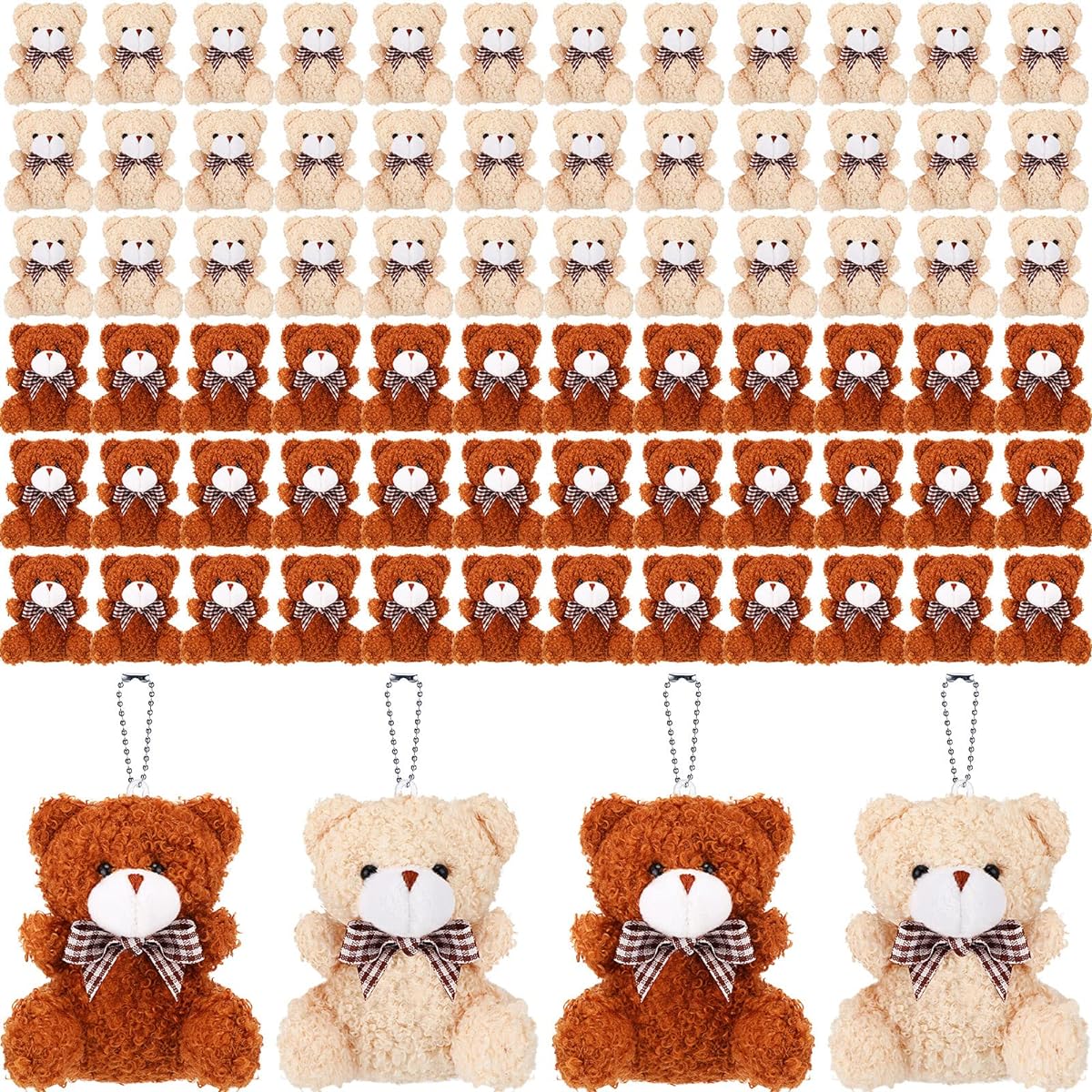 Hungdao 100pcs Mini Stuffed Bear Small Stuffed Bear Soft Bear Doll Baby Shower Wedding Birthday Graduation Easter Party Favors Gift Supplies 3.2 Inch