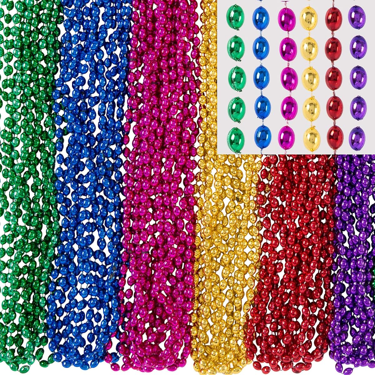 Rainbow bead necklaces - assorted sizes, 100 pieces