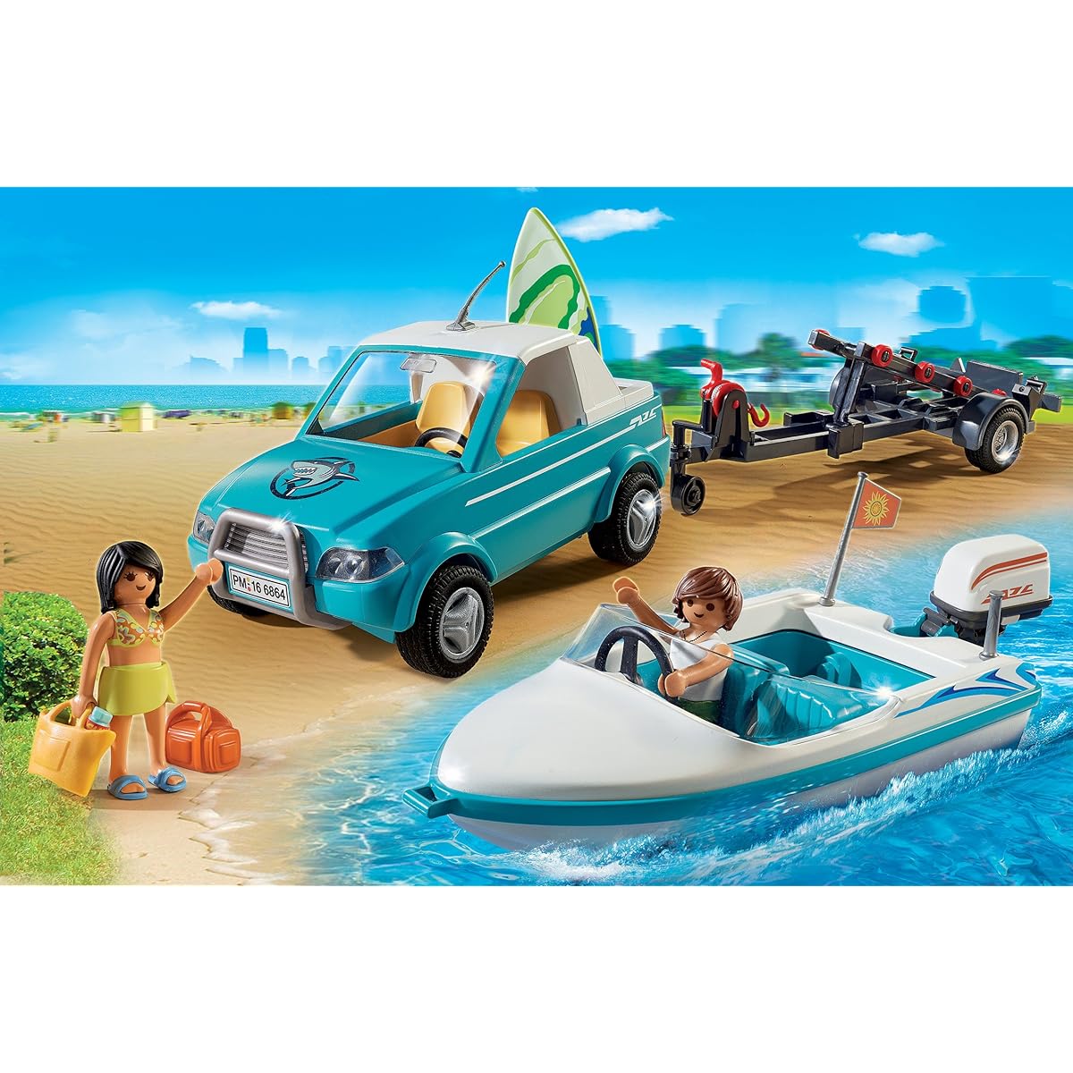 PLAYMOBIL Surfer Pickup with Motorboat