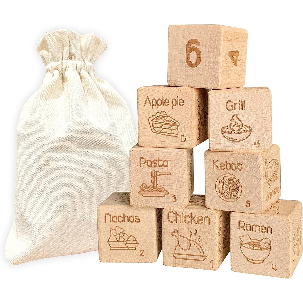 STOFINITY Food Cube Game for Couples, Foodie Gifts, Couples Cooking Gifts, Date Night Dice, Dinner Dice Ideas, Cooking Stocking Stuffers, Meal Decisions, Wooden Takeout Decisions