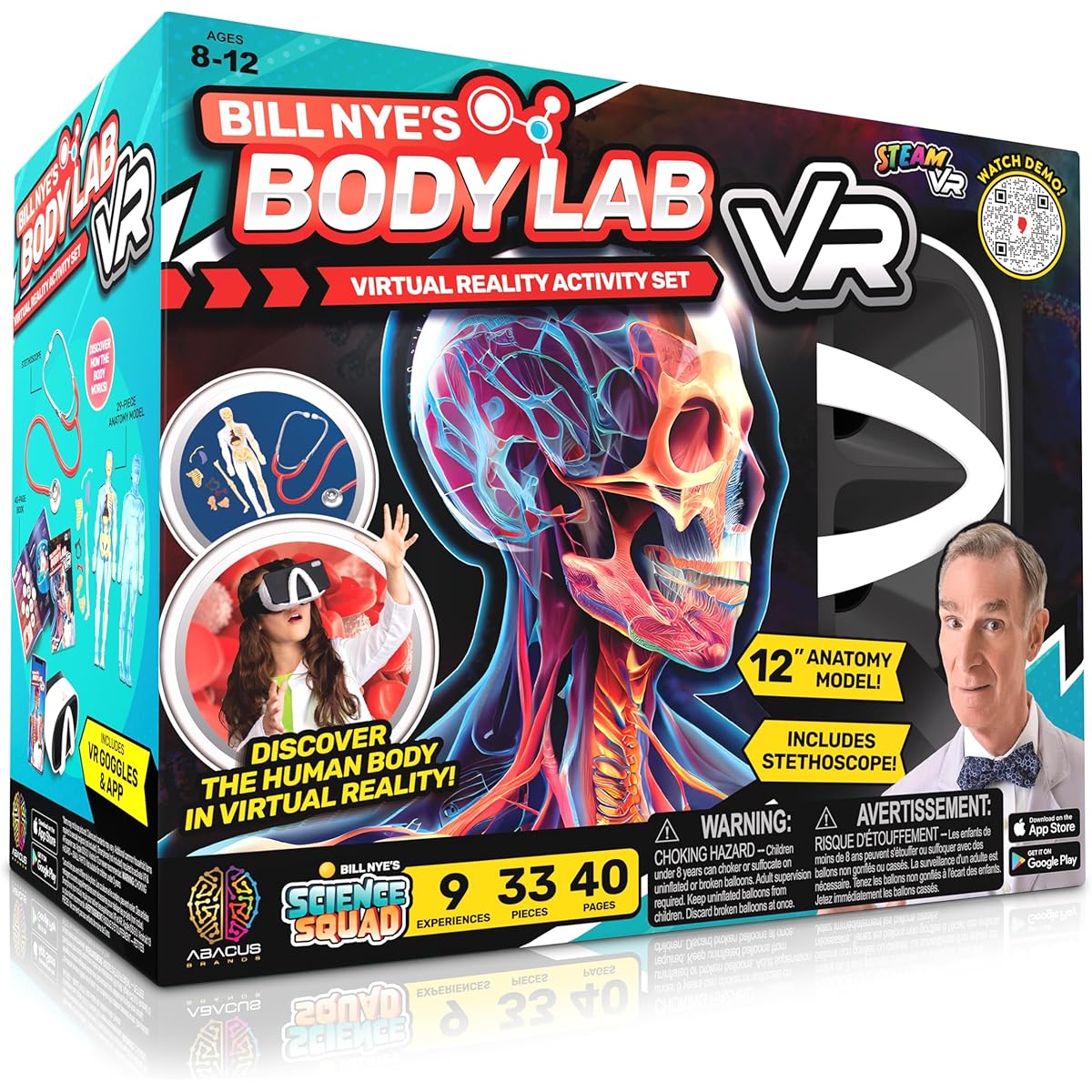 Abacus Brands Bill Nye's Body Lab VR Virtual Reality Kids Science Kit Book Interactive Learning Activity Set