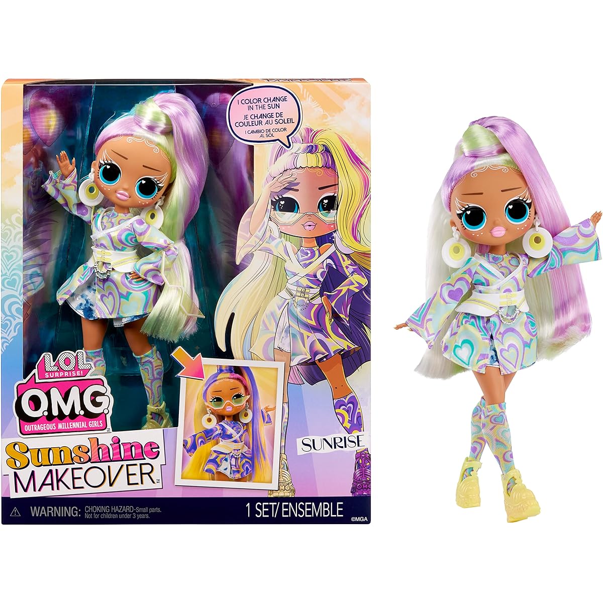 LOL Surprise OMG Sunshine Color Change Fashion Doll - SUNRISE - With color-changing elements, several surprises and fabulous accessories - great gift for children aged 4 and over