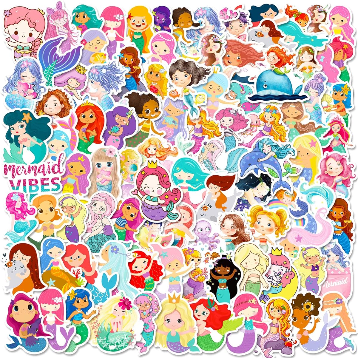 Buerhomie Mermaid Stickers for Girls Cute Theme Party Supplies Decals 100pcs