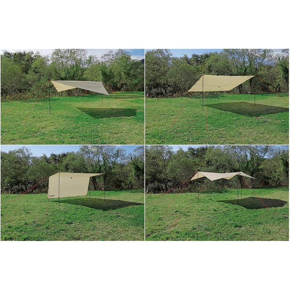 CAPTAIN STAG Tarp Rectatarp Set UV Protection 2000mm Waterproof [For 2-3 People] Khaki Trekker with Bag UA-1089 320 x 290 x H180cm