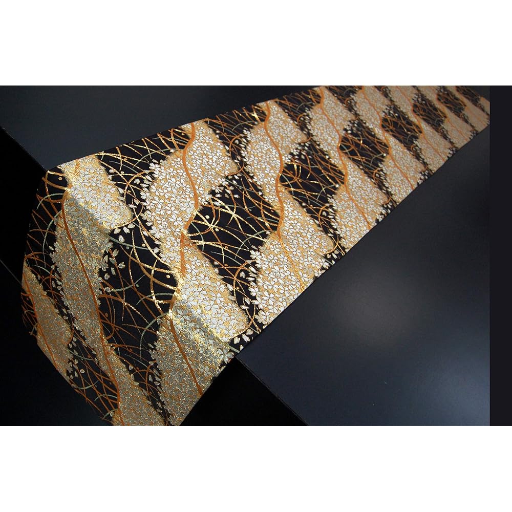 Japanese-style kimono table runner, as gorgeous as an obi, to create a modern Japanese look for parties and events, for Christmas and New Year table coordination, obi-style, all-over pattern, boxed, wrapped, 180cm (Miyabi Miyabi)