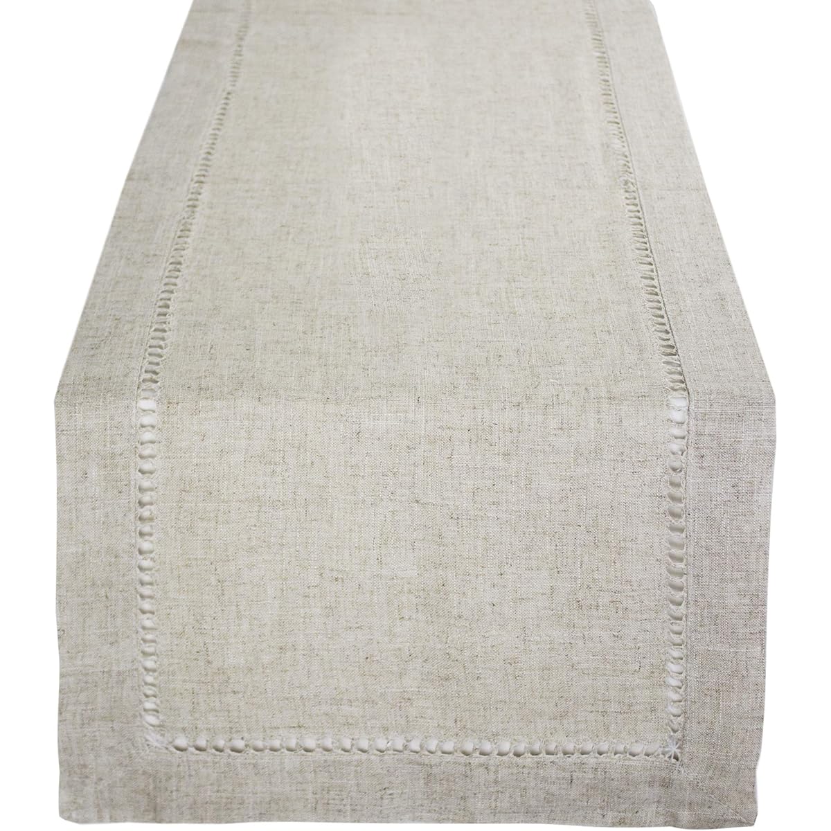Fennco Styles Handmade Table Runner Hemstitch Design Natural 18"x108" EZ.731.RUN